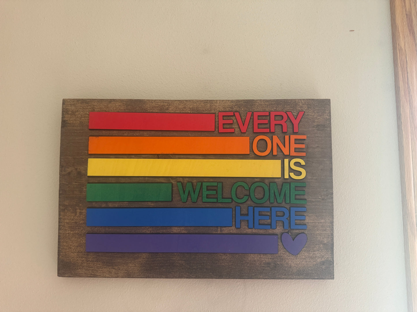 Everyone Is Welcome Here Wooden Sign